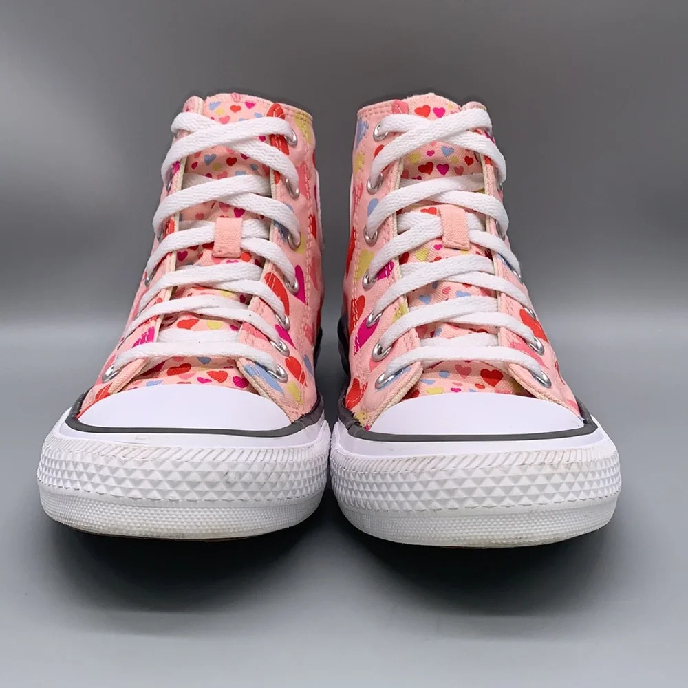 Converse Kids Sneakers - Pink with Multicolor Hearts - Picture 4 of 14